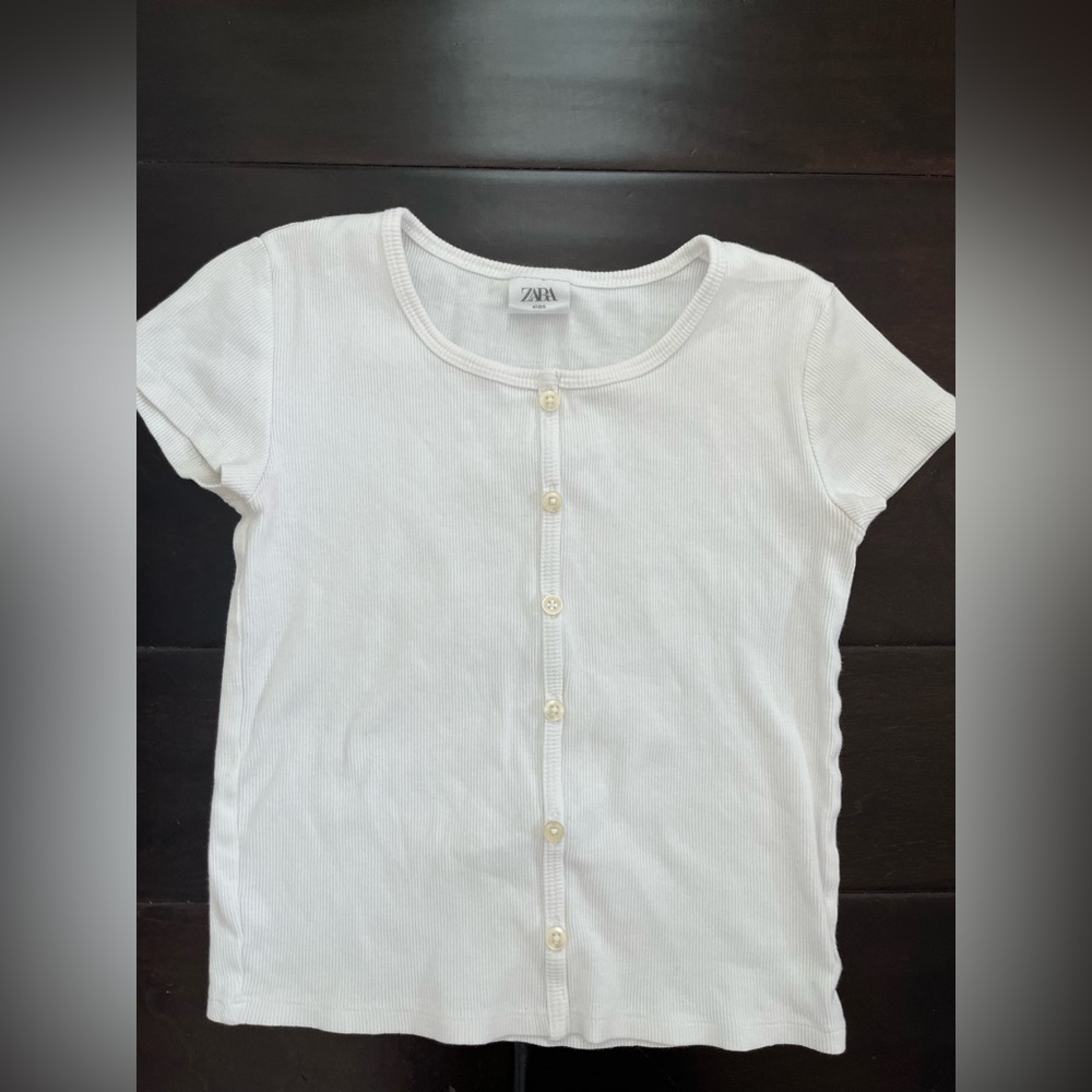 Zara Girls Ribbed white Top sz 9
